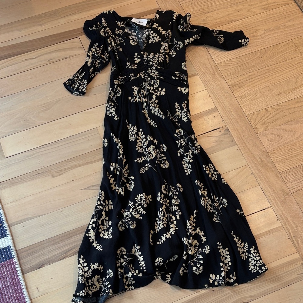 ba&sh Black and Cream Soa Midi Dress